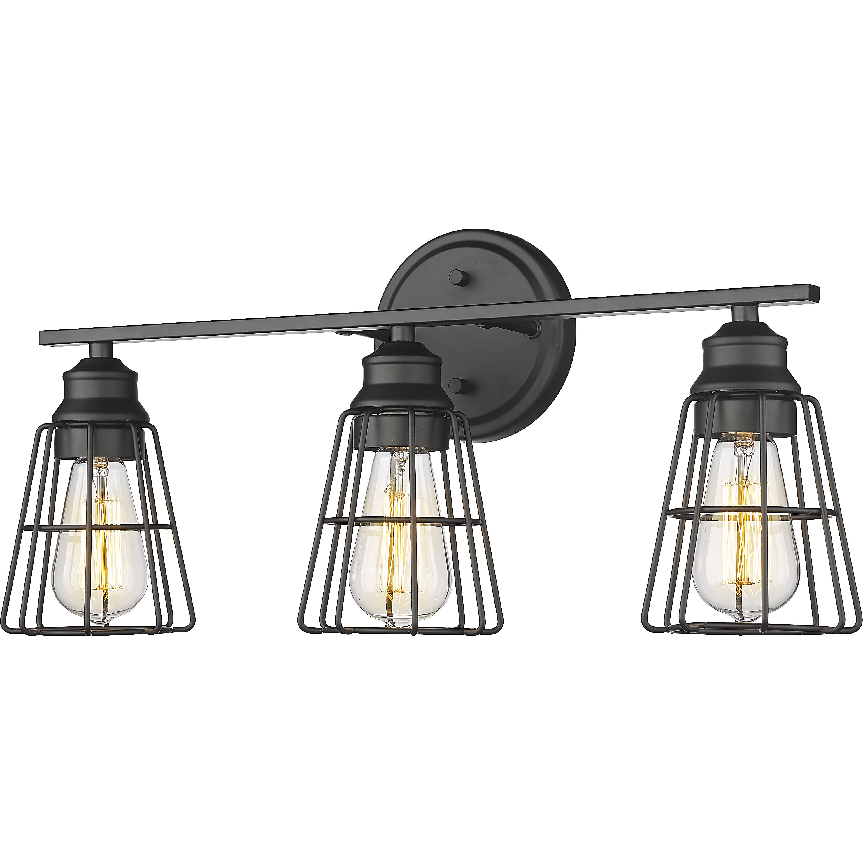 None 3 Light 22.88 inch Matte Black Bathroom Vanity Light Wall Light